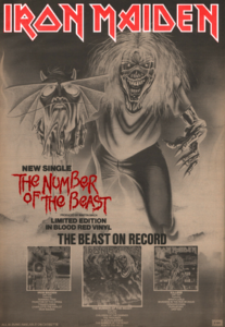 affiche IRON MAIDEN the number of the beast advert DESSIN